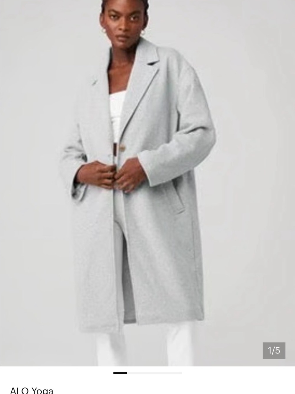 ALO Yoga Light Gray Oversized Wool-Blend Trench Coat